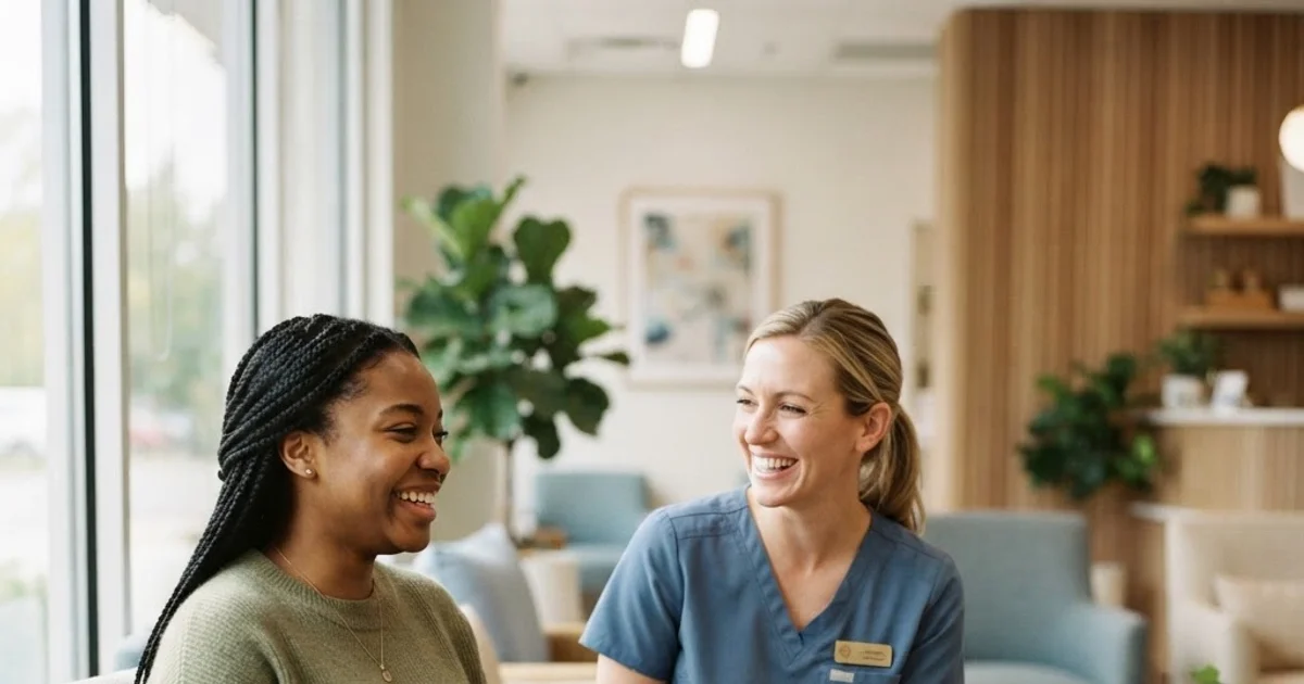 Patient and interpreter helping with clear communication during a dental visit at Evergreen Endodontics