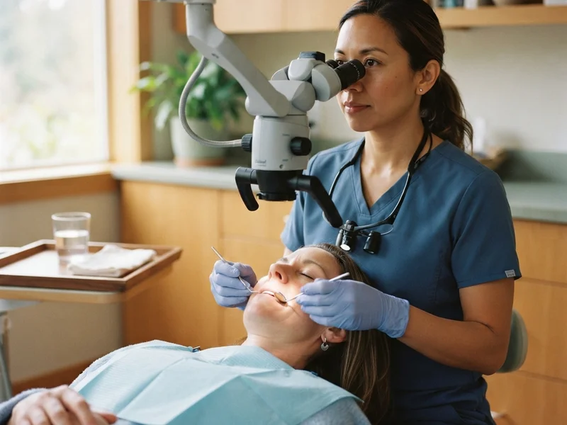 Microscopic view of a root canal being retreated and resealed at Evergreen Endodontics