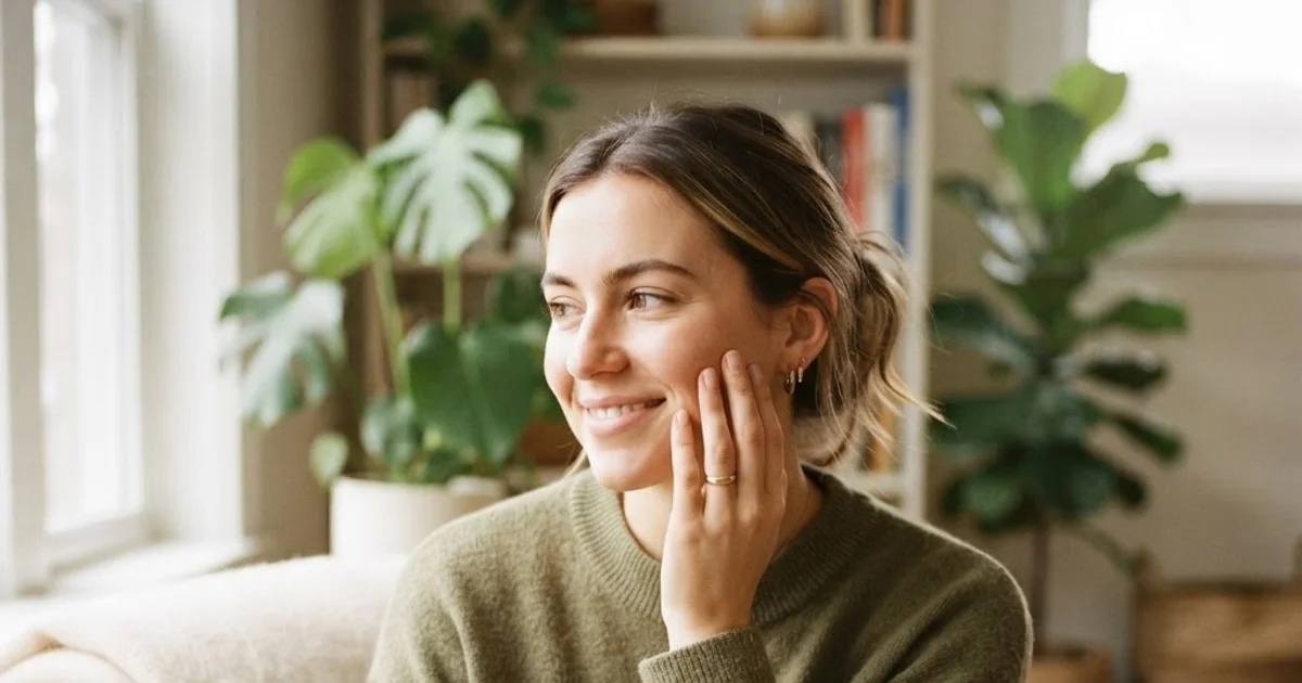 Patient experiencing mild tooth sensitivity while drinking tea after a new dental crown